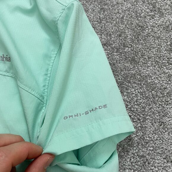 Columbia PFG Tamiami Active Shirt Womens Xl Green Short Sleeve Zip Pocket Casual - Picture 3 of 13